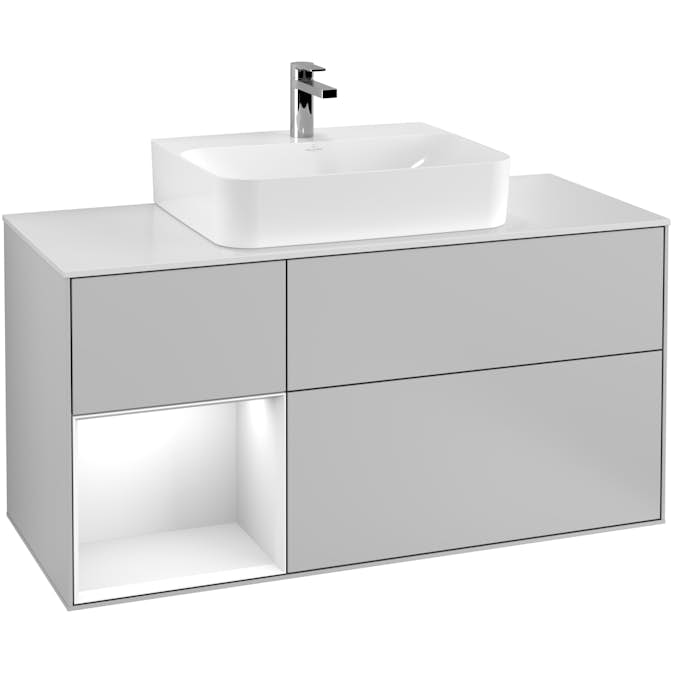 Tvättställsskåp Villeroy & Boch Finion med 3 Lådor Hylla och Bänkskiva för Centrerat Tvättställ