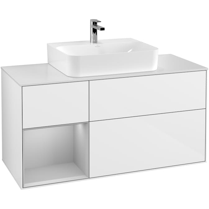 Tvättställsskåp Villeroy & Boch Finion med 3 Lådor Hylla och Bänkskiva för Centrerat Tvättställ