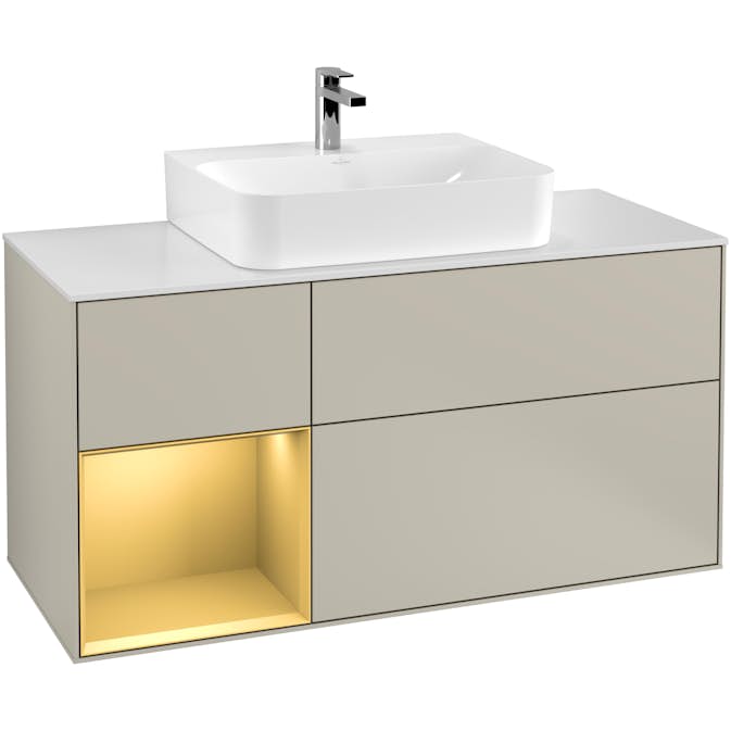 Tvättställsskåp Villeroy & Boch Finion med 3 Lådor Hylla och Bänkskiva för Centrerat Tvättställ