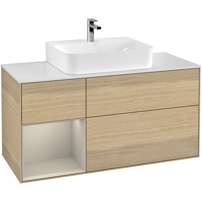 Tvättställsskåp Villeroy & Boch Finion med 3 Lådor Hylla och Bänkskiva för Centrerat Tvättställ