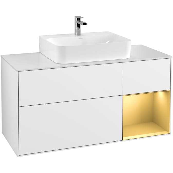 Tvättställsskåp Villeroy & Boch Finion med 3 Lådor Hylla och Bänkskiva för Centrerat Tvättställ