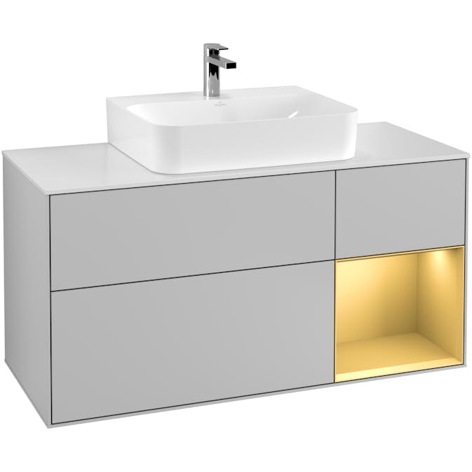 Tvättställsskåp Villeroy & Boch Finion med 3 Lådor Hylla och Bänkskiva för Centrerat Tvättställ