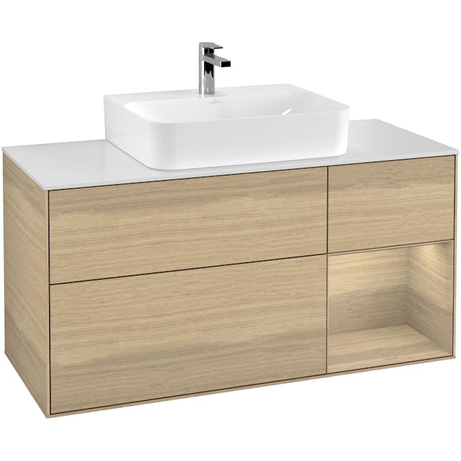 Tvättställsskåp Villeroy & Boch Finion med 3 Lådor Hylla och Bänkskiva för Centrerat Tvättställ