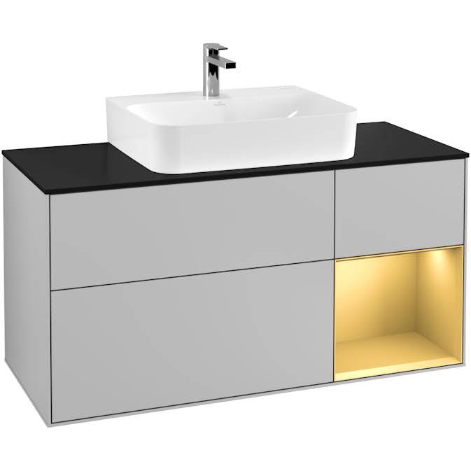 Tvättställsskåp Villeroy & Boch Finion med 3 Lådor Hylla och Bänkskiva för Centrerat Tvättställ