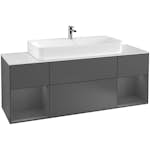 Tvättställsskåp Villeroy & Boch Finion med Två Hyllor och Bänkskiva för Centrerat Tvättställ