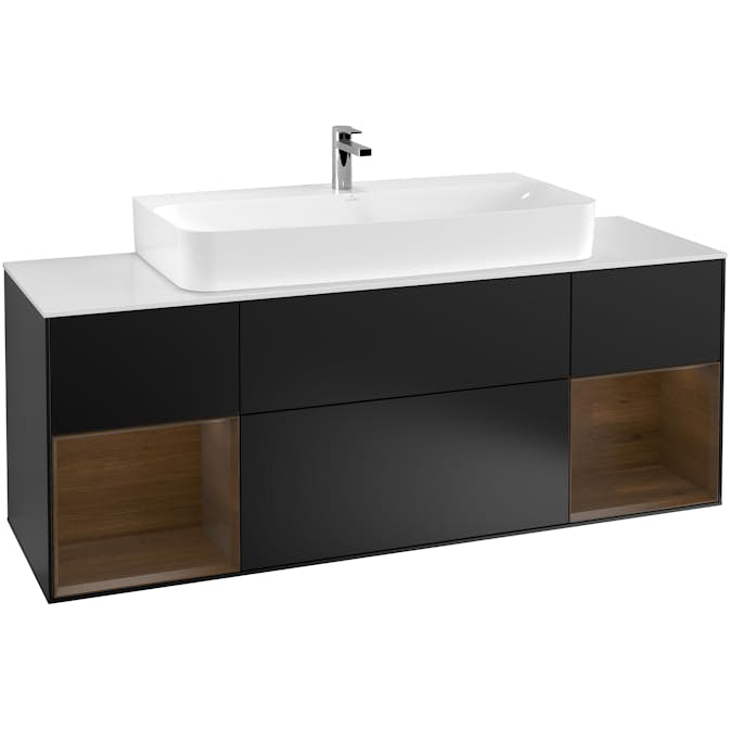 Tvättställsskåp Villeroy & Boch Finion med Två Hyllor och Bänkskiva för Centrerat Tvättställ