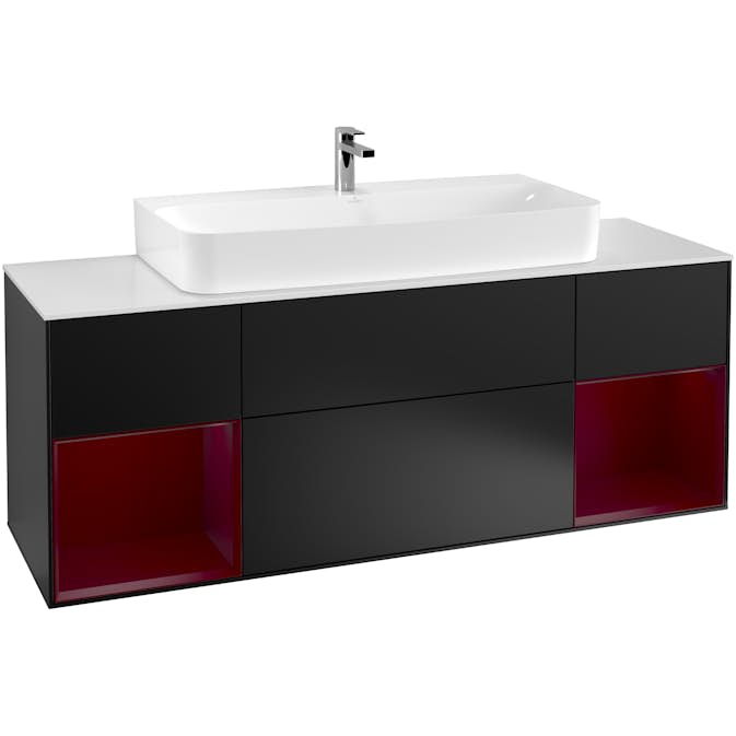 Tvättställsskåp Villeroy & Boch Finion med Två Hyllor och Bänkskiva för Centrerat Tvättställ