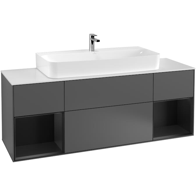 Tvättställsskåp Villeroy & Boch Finion med Två Hyllor och Bänkskiva för Centrerat Tvättställ