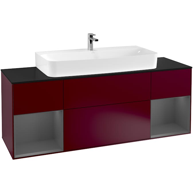 Tvättställsskåp Villeroy & Boch Finion med Två Hyllor och Bänkskiva för Centrerat Tvättställ