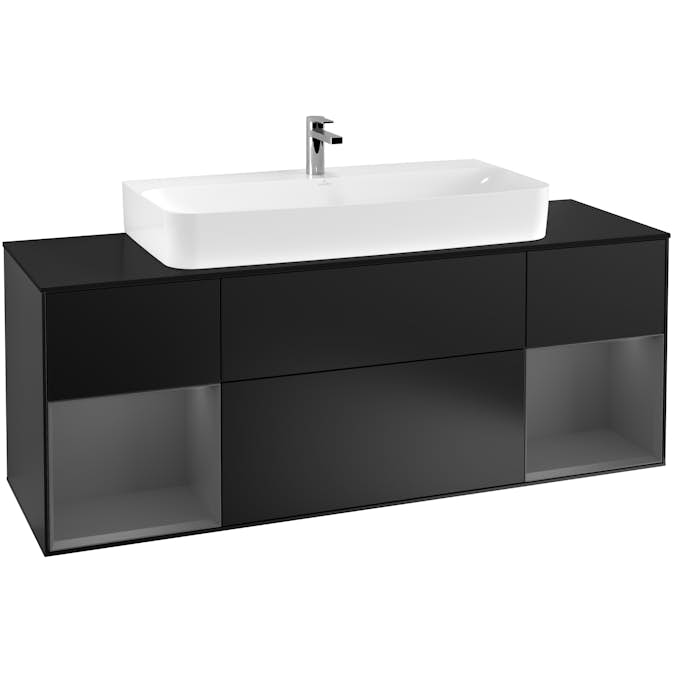 Tvättställsskåp Villeroy & Boch Finion med Två Hyllor och Bänkskiva för Centrerat Tvättställ