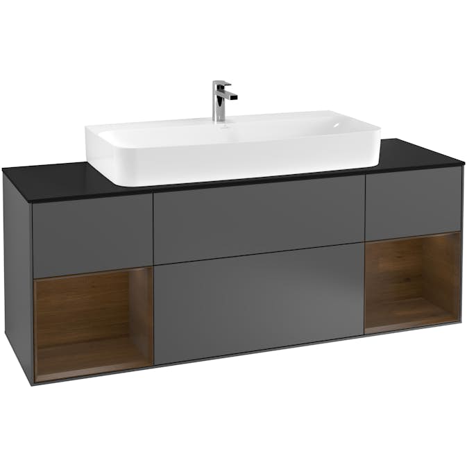 Tvättställsskåp Villeroy & Boch Finion med Två Hyllor och Bänkskiva för Centrerat Tvättställ