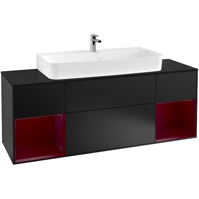 Tvättställsskåp Villeroy & Boch Finion med Två Hyllor och Bänkskiva för Centrerat Tvättställ