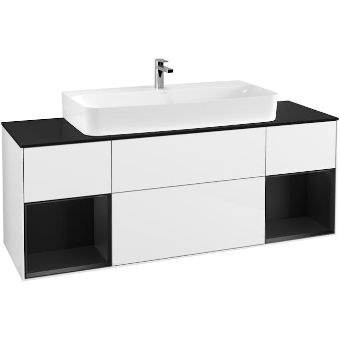 Tvättställsskåp Villeroy & Boch Finion med Två Hyllor och Bänkskiva för Centrerat Tvättställ