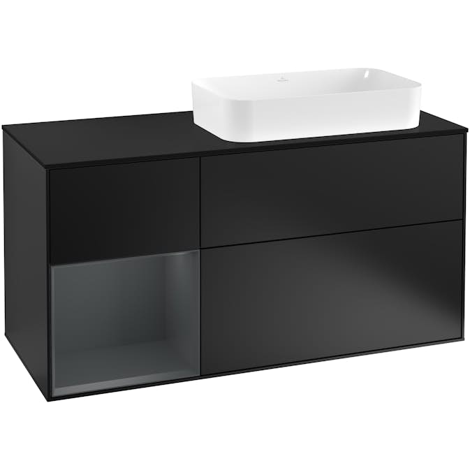 Tvättställsskåp Villeroy & Boch Finion med 3 Lådor Hylla och Bänkskiva för Ocentrerat Fristående Tvättställ