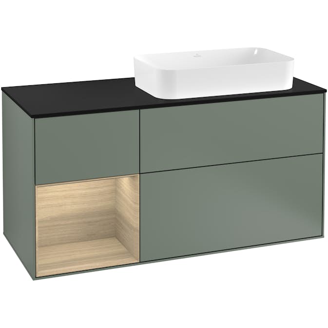 Tvättställsskåp Villeroy & Boch Finion med 3 Lådor Hylla och Bänkskiva för Ocentrerat Fristående Tvättställ