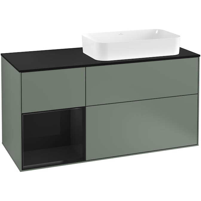 Tvättställsskåp Villeroy & Boch Finion med 3 Lådor Hylla och Bänkskiva för Ocentrerat Fristående Tvättställ