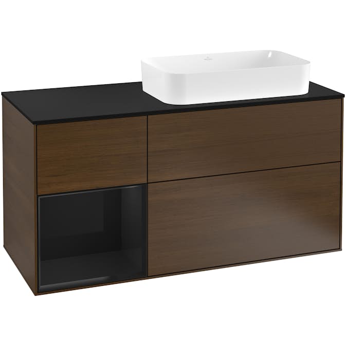 Tvättställsskåp Villeroy & Boch Finion med 3 Lådor Hylla och Bänkskiva för Ocentrerat Fristående Tvättställ