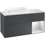 Tvättställsskåp Villeroy & Boch Finion med 3 Lådor Hylla och Bänkskiva för Ocentrerat Fristående Tvättställ