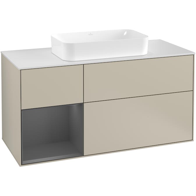 Tvättställsskåp Villeroy & Boch Finion med 3 Lådor Hylla och Bänkskiva för Fristående Tvättställ