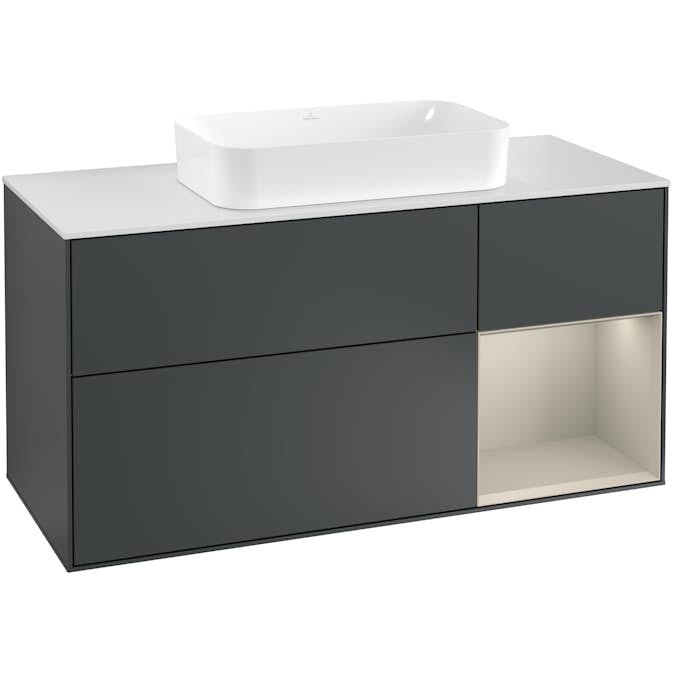 Tvättställsskåp Villeroy & Boch Finion med 3 Lådor Hylla och Bänkskiva för Fristående Tvättställ