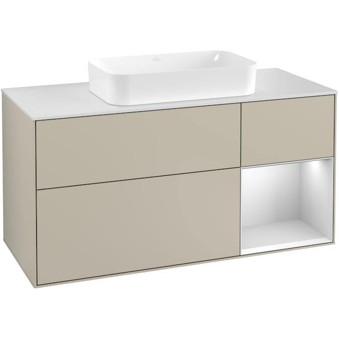 Tvättställsskåp Villeroy & Boch Finion med 3 Lådor Hylla och Bänkskiva för Fristående Tvättställ