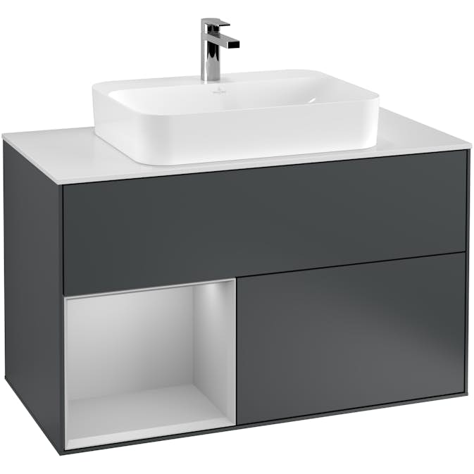 Tvättställsskåp Villeroy & Boch Finion med 2 Lådor Hylla och Bänkskiva för Ytmonterat Tvättställ