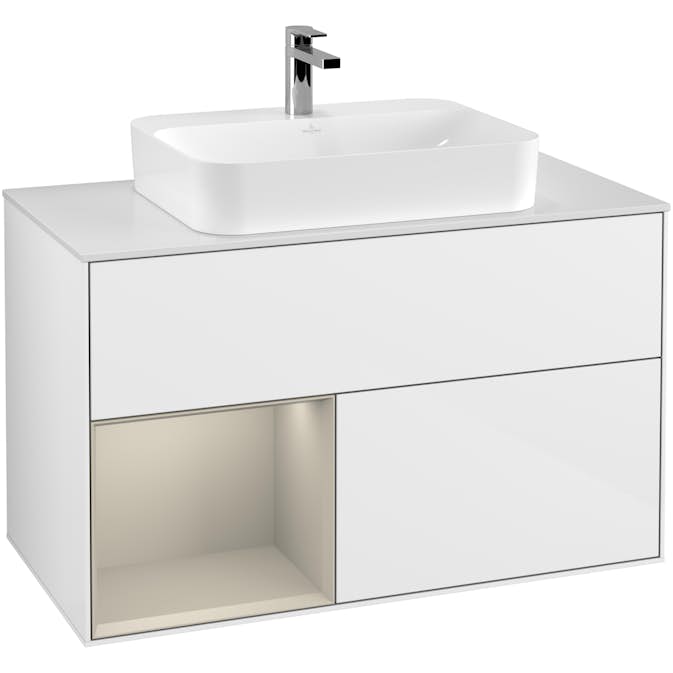 Tvättställsskåp Villeroy & Boch Finion med 2 Lådor Hylla och Bänkskiva för Ytmonterat Tvättställ