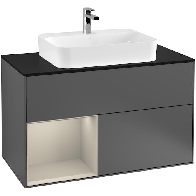 Tvättställsskåp Villeroy & Boch Finion med 2 Lådor Hylla och Bänkskiva för Ytmonterat Tvättställ