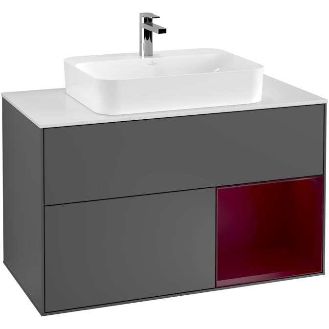Tvättställsskåp Villeroy & Boch Finion med 2 Lådor Hylla och Bänkskiva för Ytmonterat Tvättställ