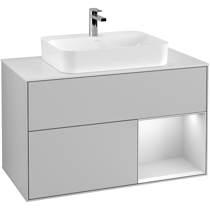 Tvättställsskåp Villeroy & Boch Finion med 2 Lådor Hylla och Bänkskiva för Ytmonterat Tvättställ