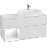 Tvättställsskåp Villeroy & Boch Finion med 3 Lådor Hylla och Bänkskiva för Ocentrerat Ytmonterat Tvättställ