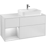 Tvättställsskåp Villeroy & Boch Finion med 3 Lådor Hylla och Bänkskiva för Ocentrerat Ytmonterat Tvättställ
