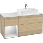 Tvättställsskåp Villeroy & Boch Finion med 3 Lådor Hylla och Bänkskiva för Ocentrerat Ytmonterat Tvättställ