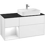 Tvättställsskåp Villeroy & Boch Finion med 3 Lådor Hylla och Bänkskiva för Ocentrerat Ytmonterat Tvättställ