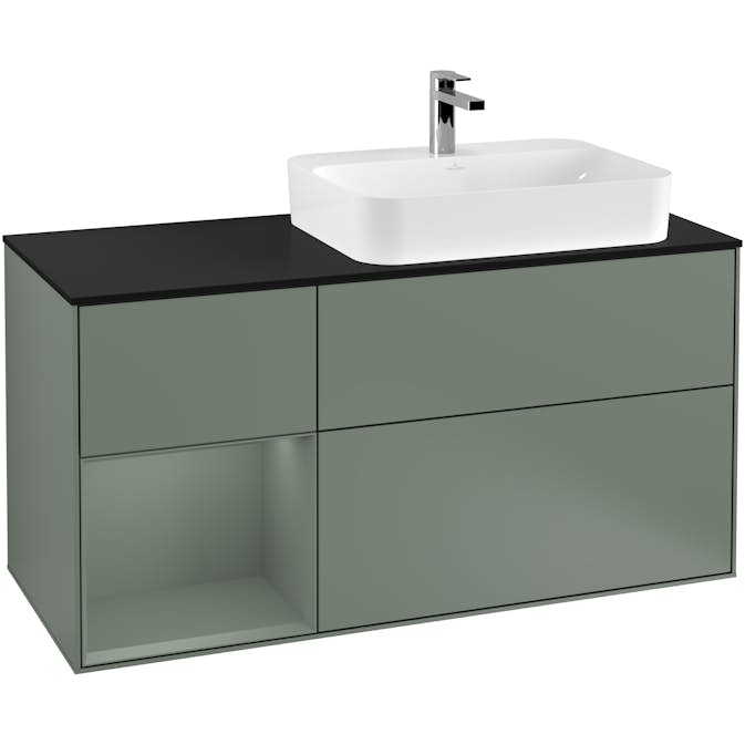 Tvättställsskåp Villeroy & Boch Finion med 3 Lådor Hylla och Bänkskiva för Ocentrerat Ytmonterat Tvättställ
