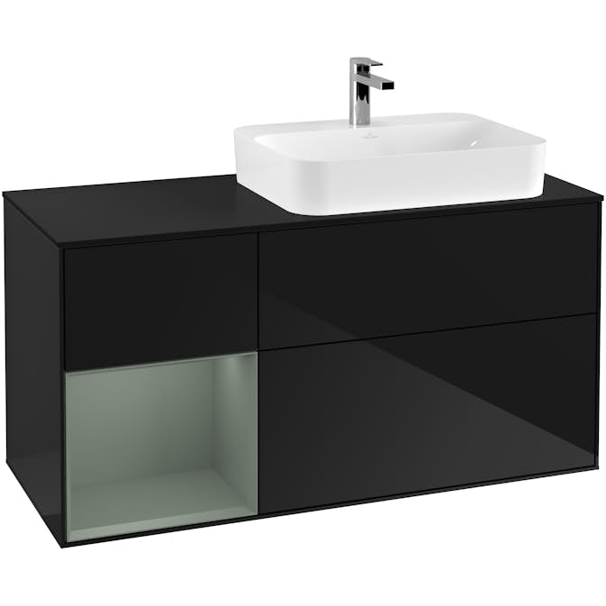 Tvättställsskåp Villeroy & Boch Finion med 3 Lådor Hylla och Bänkskiva för Ocentrerat Ytmonterat Tvättställ