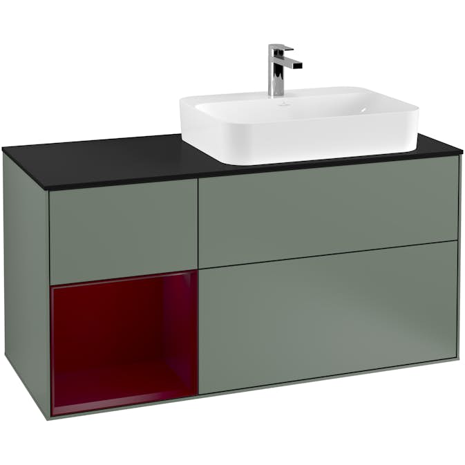 Tvättställsskåp Villeroy & Boch Finion med 3 Lådor Hylla och Bänkskiva för Ocentrerat Ytmonterat Tvättställ