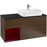 Tvättställsskåp Villeroy & Boch Finion med 3 Lådor Hylla och Bänkskiva för Ocentrerat Ytmonterat Tvättställ