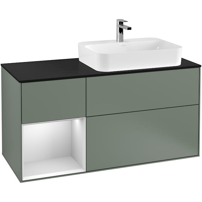 Tvättställsskåp Villeroy & Boch Finion med 3 Lådor Hylla och Bänkskiva för Ocentrerat Ytmonterat Tvättställ