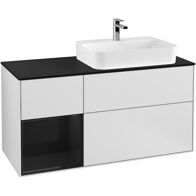 Tvättställsskåp Villeroy & Boch Finion med 3 Lådor Hylla och Bänkskiva för Ocentrerat Ytmonterat Tvättställ