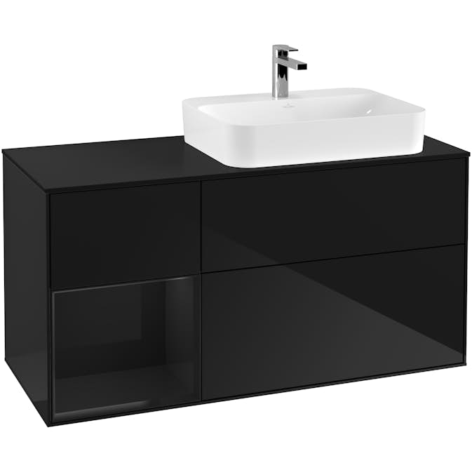 Tvättställsskåp Villeroy & Boch Finion med 3 Lådor Hylla och Bänkskiva för Ocentrerat Ytmonterat Tvättställ