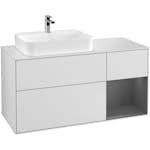 Tvättställsskåp Villeroy & Boch Finion med 3 Lådor Hylla och Bänkskiva för Ocentrerat Ytmonterat Tvättställ