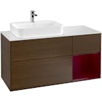 Tvättställsskåp Villeroy & Boch Finion med 3 Lådor Hylla och Bänkskiva för Ocentrerat Ytmonterat Tvättställ