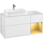 Tvättställsskåp Villeroy & Boch Finion med 3 Lådor Hylla och Bänkskiva för Ocentrerat Ytmonterat Tvättställ