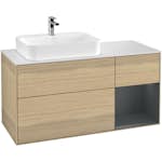 Tvättställsskåp Villeroy & Boch Finion med 3 Lådor Hylla och Bänkskiva för Ocentrerat Ytmonterat Tvättställ