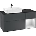 Tvättställsskåp Villeroy & Boch Finion med 3 Lådor Hylla och Bänkskiva för Ocentrerat Ytmonterat Tvättställ