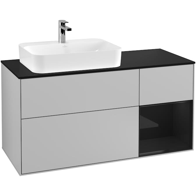 Tvättställsskåp Villeroy & Boch Finion med 3 Lådor Hylla och Bänkskiva för Ocentrerat Ytmonterat Tvättställ