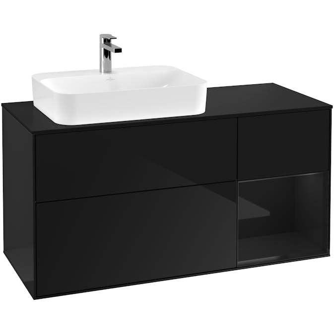 Tvättställsskåp Villeroy & Boch Finion med 3 Lådor Hylla och Bänkskiva för Ocentrerat Ytmonterat Tvättställ