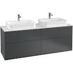 Tvättställsskåp Villeroy & Boch Finion med 4 Lådor och Bänkskiva för Två Ytmonterade Tvättställ