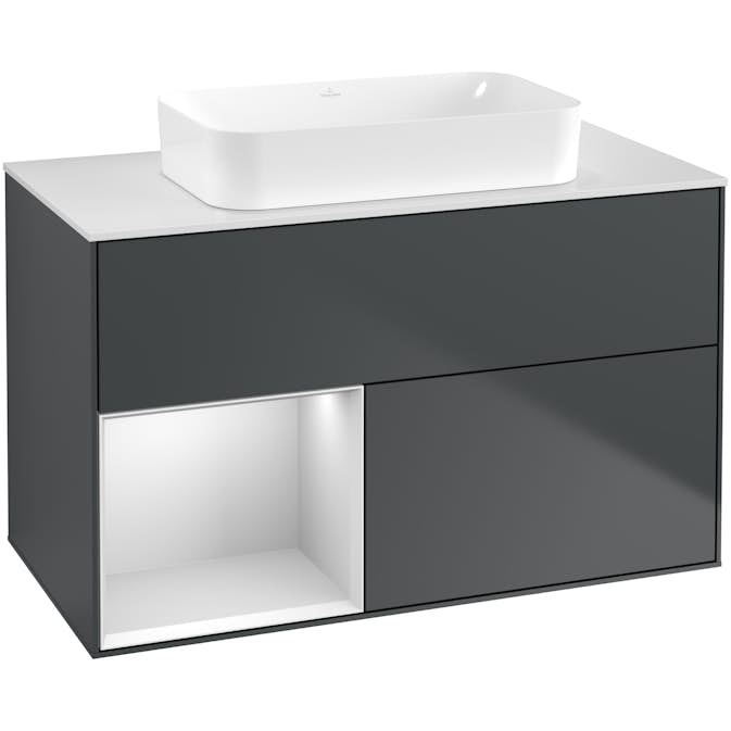 Tvättställsskåp Villeroy & Boch Finion med 2 Lådor Hylla och Bänkskiva för Fristående Tvättställ